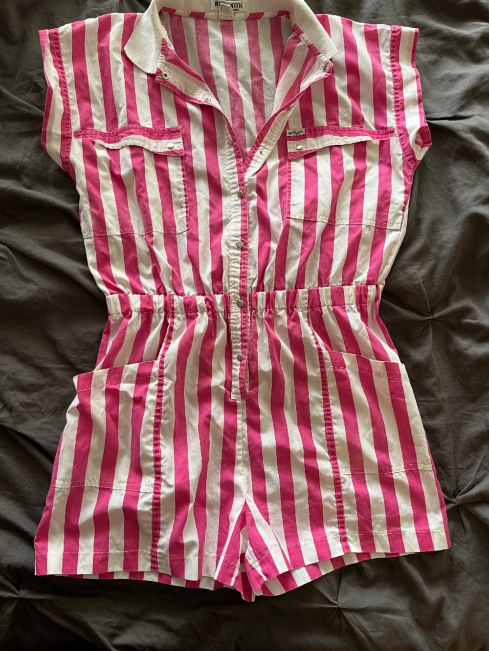 Vintage pink striped romper